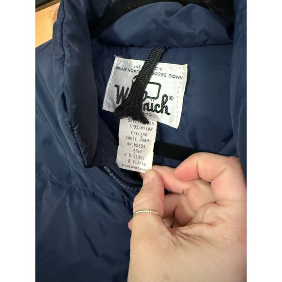 VTG WOOLRICH Goose Down Navy Blue Puffer Coat Youth XL Women’s S - Picture 4 of 7